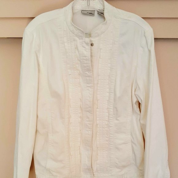 Chico's Platinum Jackets & Coats Vintage Chicos White Jean Jacket